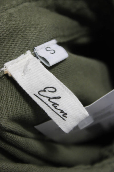 Elan Women Military Jacket Green Collared Long Sleeve 100% Cotton Size S