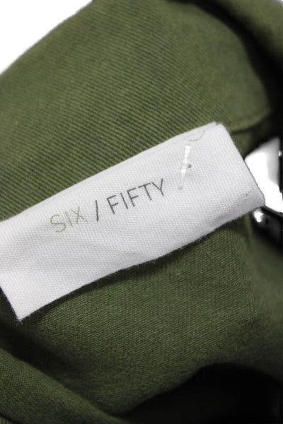 six/fifty Womens Military Jacket Green Cotton Button Graphic Army Size M
