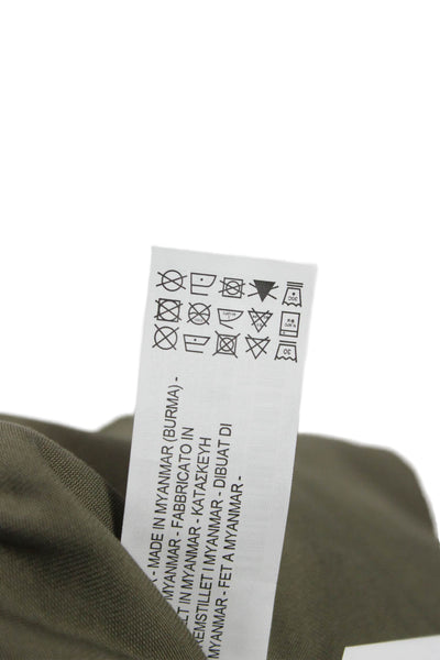 Zara Women Military Jacket Green 3/4 Sleeve Drawstring Viscose Size S
