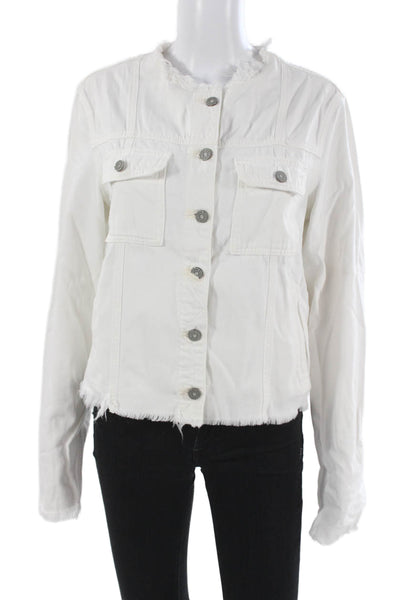 Hidden Womens 90s White Button Front Cotton Rayon Jacket Long Sleeve Size L