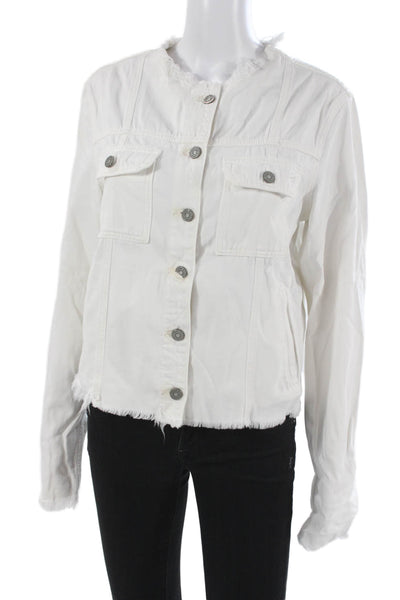 Hidden Womens 90s White Button Front Cotton Rayon Jacket Long Sleeve Size L