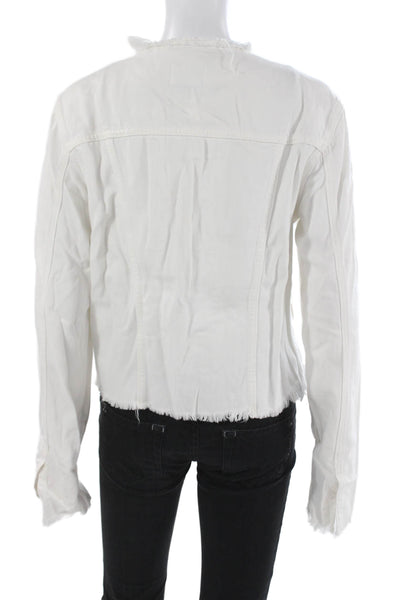 Hidden Womens 90s White Button Front Cotton Rayon Jacket Long Sleeve Size L
