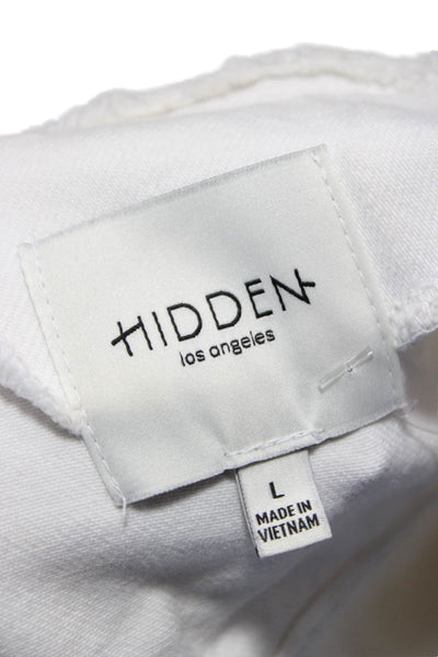 Hidden Womens 90s White Button Front Cotton Rayon Jacket Long Sleeve Size L
