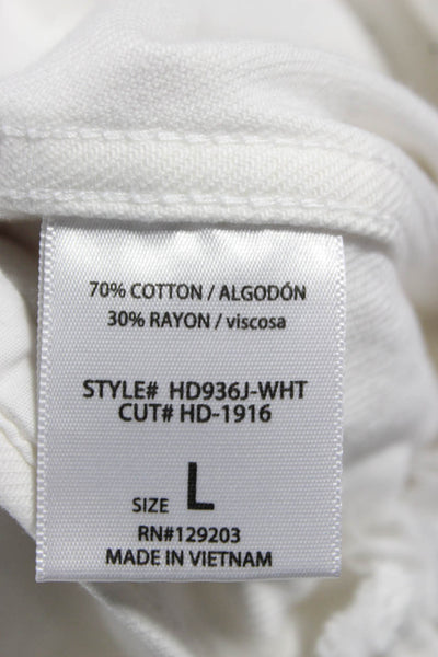 Hidden Womens 90s White Button Front Cotton Rayon Jacket Long Sleeve Size L