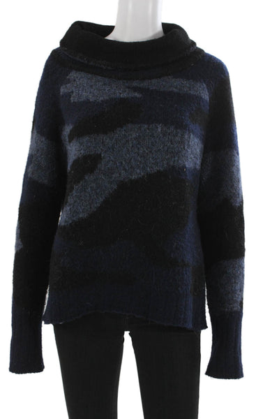 RD Style Unisex Black Camouflage Turtleneck Pullover Sweater Long Sleeve Size M