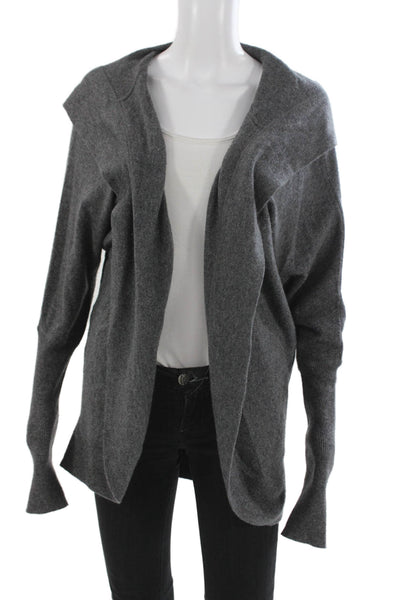 Aqua Cashmere Unisex Cardigan Dark Gray 100% Cashmere Long Sleeve Size S