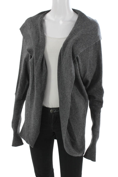 Aqua Cashmere Unisex Cardigan Dark Gray 100% Cashmere Long Sleeve Size S