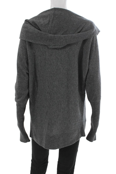 Aqua Cashmere Unisex Cardigan Dark Gray 100% Cashmere Long Sleeve Size S