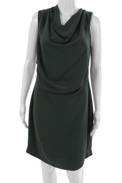 Reiss Women Sheath Shift Dress Green Sleeveless Zip Polyester Short Size 10
