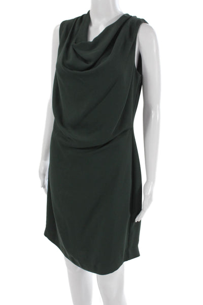 Reiss Women Sheath Shift Dress Green Sleeveless Zip Polyester Short Size 10
