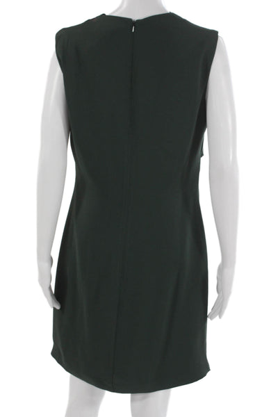 Reiss Women Sheath Shift Dress Green Sleeveless Zip Polyester Short Size 10
