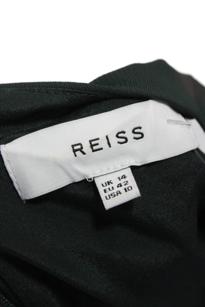 Reiss Women Sheath Shift Dress Green Sleeveless Zip Polyester Short Size 10