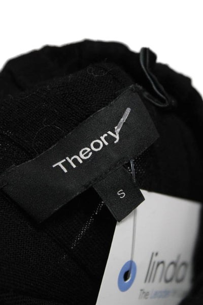 Theory Unisex Black Striped Merino Wool Mock Neck Pullover Size S