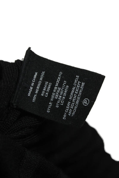 Theory Unisex Black Striped Merino Wool Mock Neck Pullover Size S