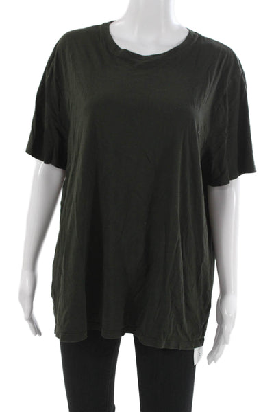 Vince Women Green Pima Cotton Short Sleeve Crew Neck Basic T-Shirt Size L