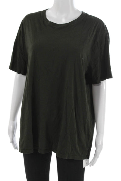Vince Women Green Pima Cotton Short Sleeve Crew Neck Basic T-Shirt Size L