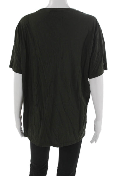 Vince Women Green Pima Cotton Short Sleeve Crew Neck Basic T-Shirt Size L