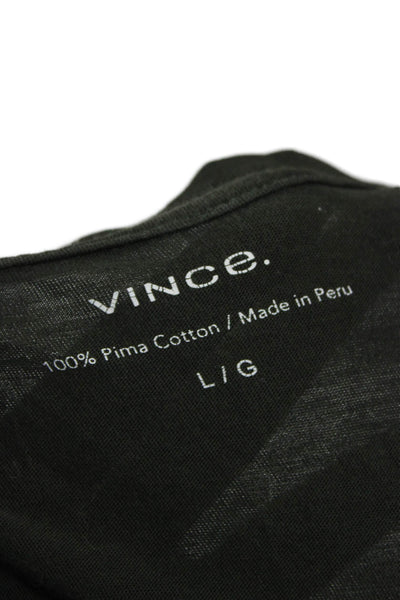 Vince Women Green Pima Cotton Short Sleeve Crew Neck Basic T-Shirt Size L