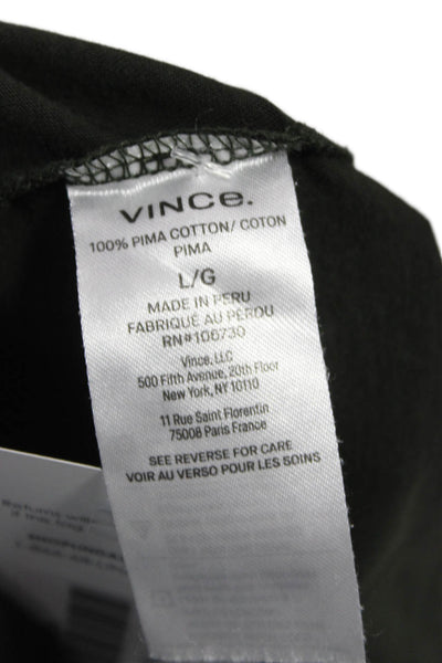 Vince Women Green Pima Cotton Short Sleeve Crew Neck Basic T-Shirt Size L