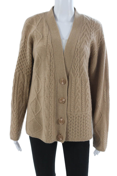 The Cashmere Project Unisex Beige Cashmere Blend V-Neck Button Cardigan Size M