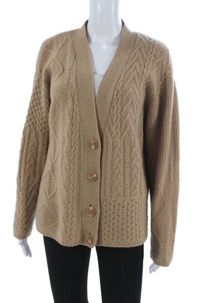The Cashmere Project Unisex Beige Cashmere Blend V-Neck Button Cardigan Size M