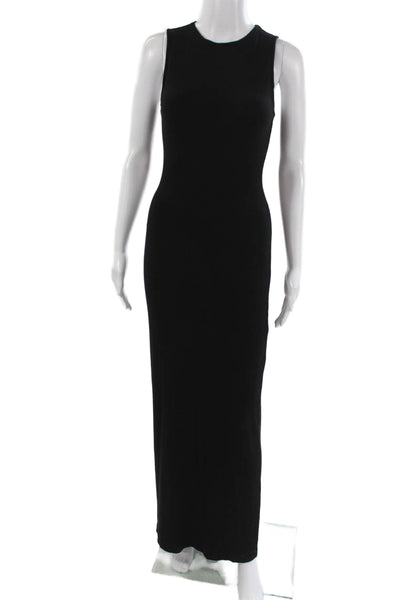 Skims Women Bodycon Maxi Dress Black Sleeveless Crew Neck Modal Size M