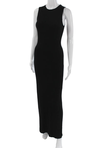 Skims Women Bodycon Maxi Dress Black Sleeveless Crew Neck Modal Size M