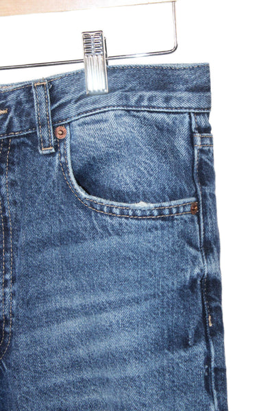 Zara Womens Wide-Leg High Waist Dark Blue Jeans Cotton Lyocell Size 8