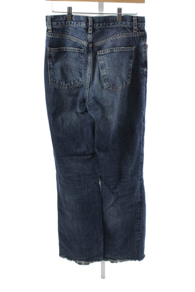 Zara Womens Wide-Leg High Waist Dark Blue Jeans Cotton Lyocell Size 8