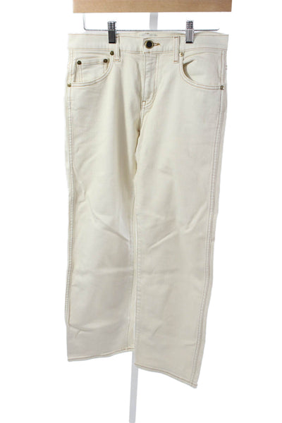 Khaite Unisex Straight Jeans Beige Mid-Rise Button Size 26