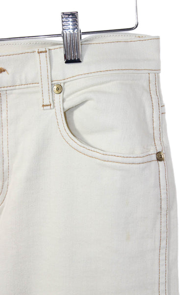 Khaite Unisex Straight Jeans Beige Mid-Rise Button Size 26