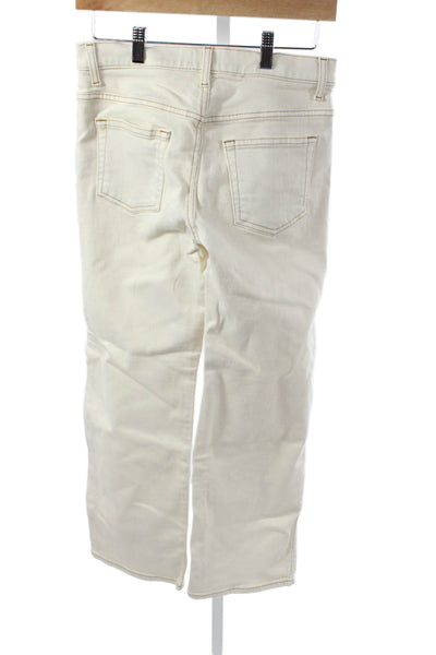 Khaite Unisex Straight Jeans Beige Mid-Rise Button Size 26