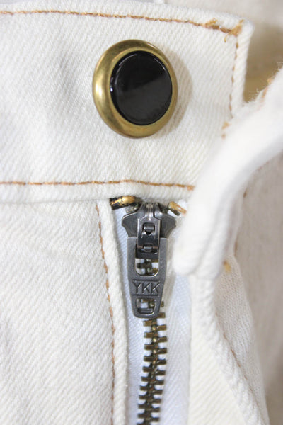 Khaite Unisex Straight Jeans Beige Mid-Rise Button Size 26
