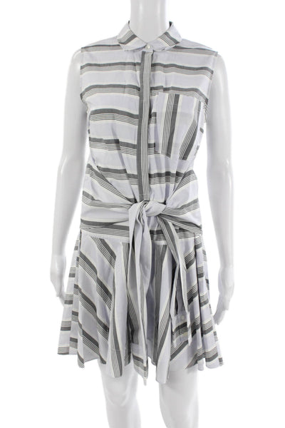 Derek Lam 10 Crosby Women Gray Shirt Dress Cotton Sleeveless Size 6
