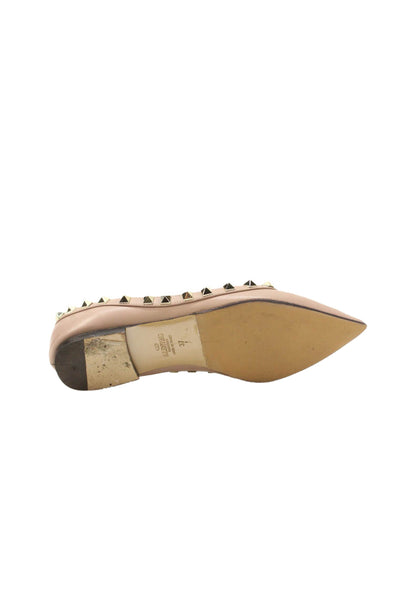 Valentino Garavani Women's Pointed Toe Slip-on Ballet Flats Shoes Tan Size 37