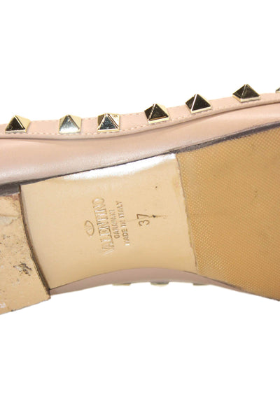 Valentino Garavani Women's Pointed Toe Slip-on Ballet Flats Shoes Tan Size 37