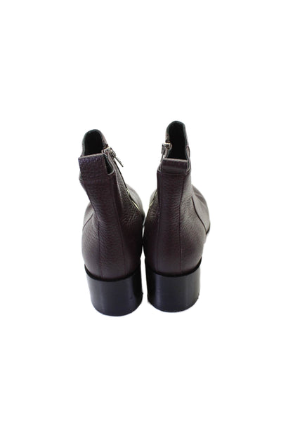 Everlane Womens Leather Pointed Toe Block Heels Ankle Boots Shoes Maroon Size 8