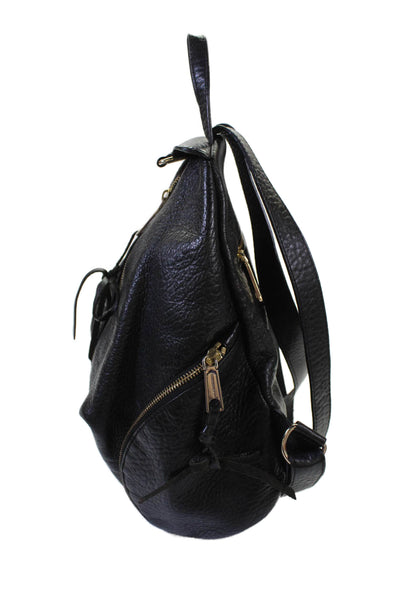 Rebecca Minkoff Womens Leather Zip Toggle Detail Small Backpack Handbag Black