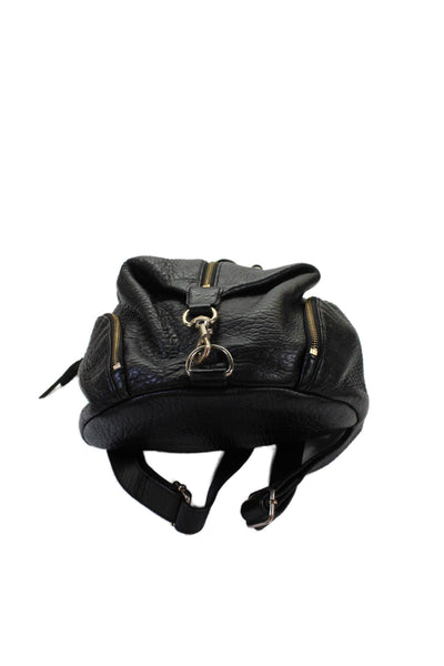 Rebecca Minkoff Womens Leather Zip Toggle Detail Small Backpack Handbag Black