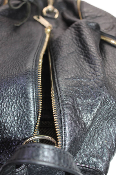 Rebecca Minkoff Womens Leather Zip Toggle Detail Small Backpack Handbag Black