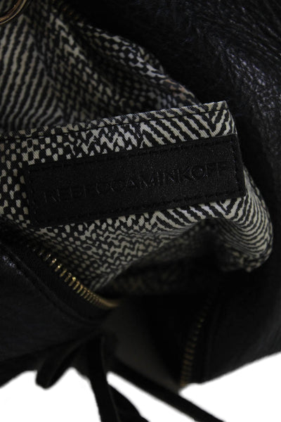 Rebecca Minkoff Womens Leather Zip Toggle Detail Small Backpack Handbag Black