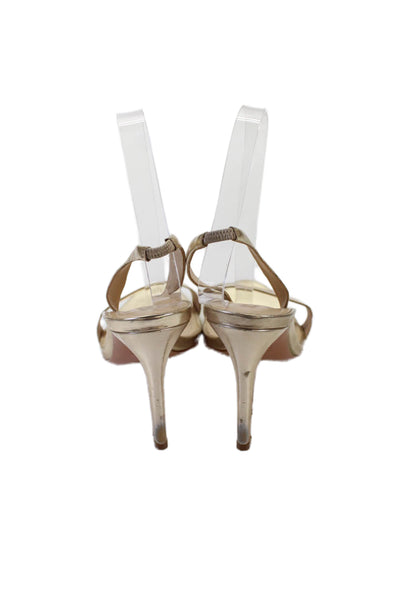 Schutz Womens Leather D'Orsay High Heels Shoes Gold Size 8B
