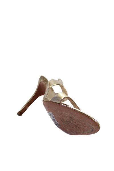 Schutz Womens Leather D'Orsay High Heels Shoes Gold Size 8B