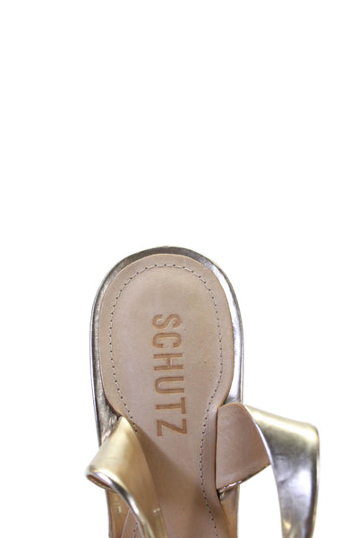 Schutz Womens Leather D'Orsay High Heels Shoes Gold Size 8B