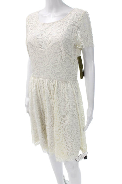 Nicole Miller Women Fit & Flare Silk White Short Sleeve Dress Paisley Size 6