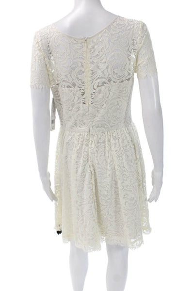 Nicole Miller Women Fit & Flare Silk White Short Sleeve Dress Paisley Size 6