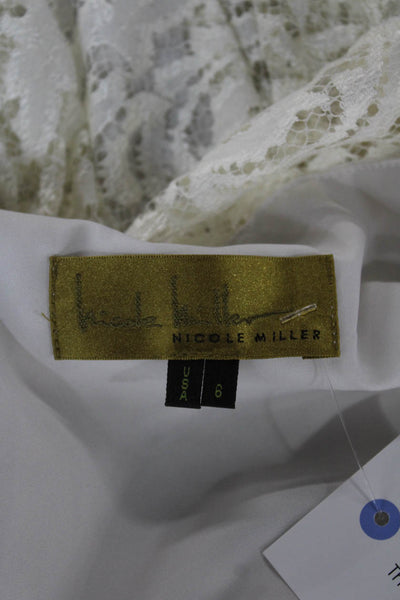 Nicole Miller Women Fit & Flare Silk White Short Sleeve Dress Paisley Size 6