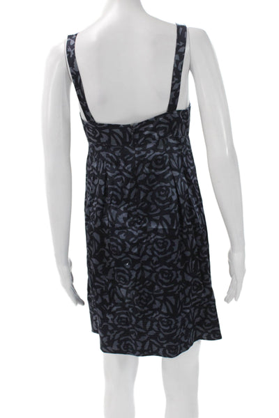 Rebecca Taylor Women Mini Tank Dress Dark Blue Floral Silk Zip Size 6