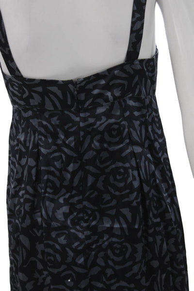 Rebecca Taylor Women Mini Tank Dress Dark Blue Floral Silk Zip Size 6