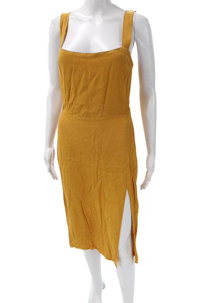Reformation Women Sheath Tank Dress Yellow Square Neck Above Knee Size 4